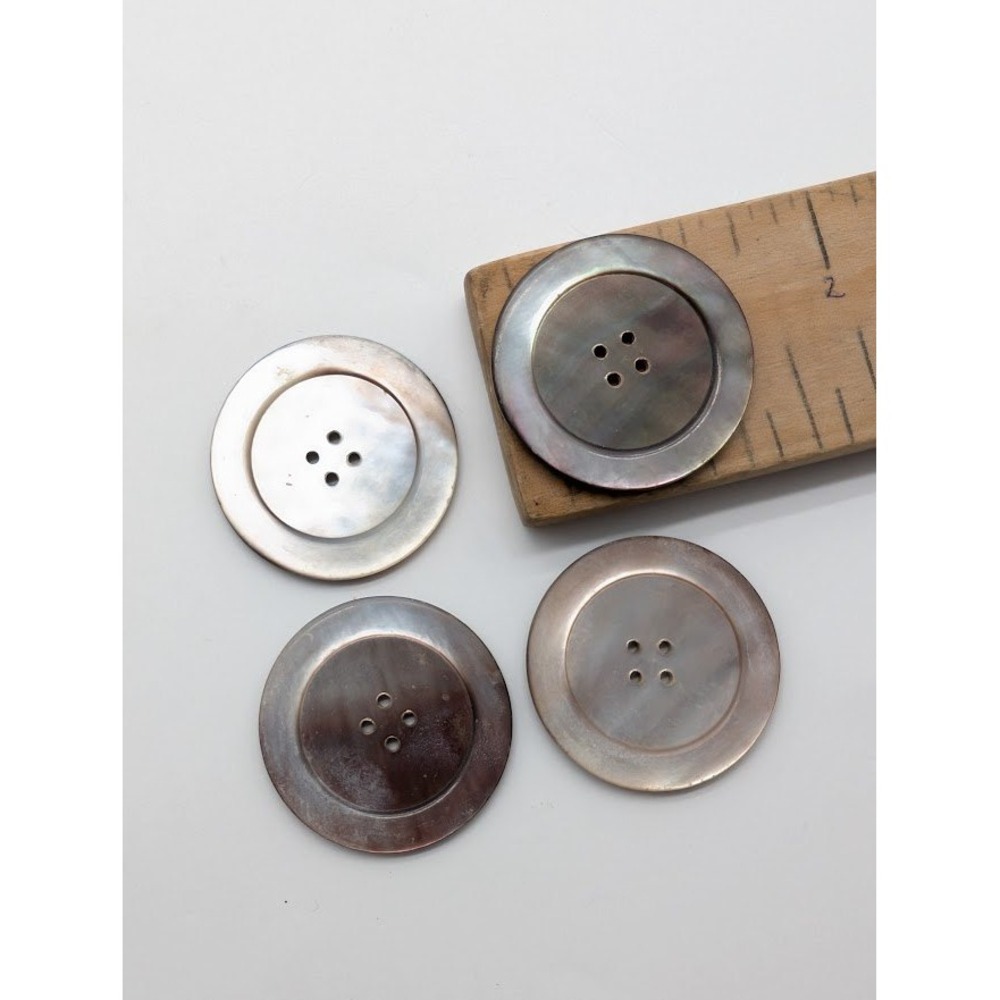4 Lot Abalone Buttons Replacement Sewing Vintage 1 1/2" Shell Mother Of Pearl